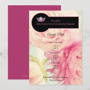 Miss America Krona Peonies Awards Boll Inbjudningar
