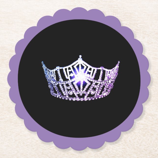 Miss America Lavender Krona Sclpd Papper Underlägg (Framsida)
