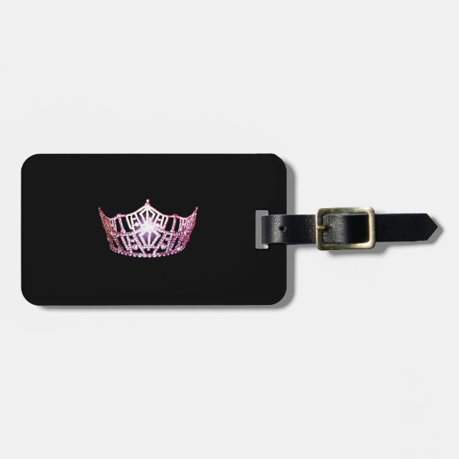 Miss America Ljus rosa Krona Luggage Tag Bagagebricka (Horisontell Framsida)