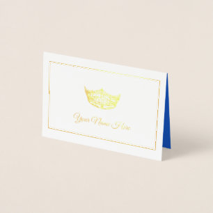 Miss America Namn Place Card Guld Foiled Krona Folierat Kort