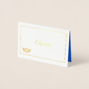 Miss America Namn Place Card Guld Foiled Krona Folierat Kort
