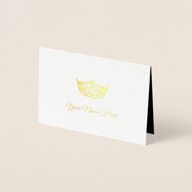 Miss America Namn Place Card Guld Foiled Krona Folierat Kort (Framsida)