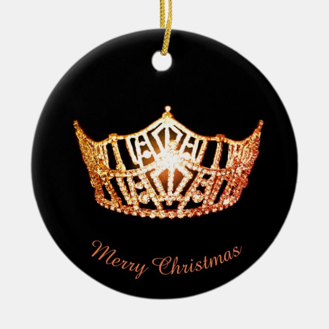 Miss America Orange Krona Round Ornament (Framsidan)