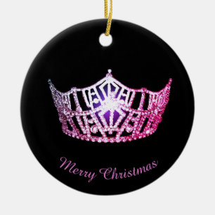 Miss America Rosa Krona Round Ornament