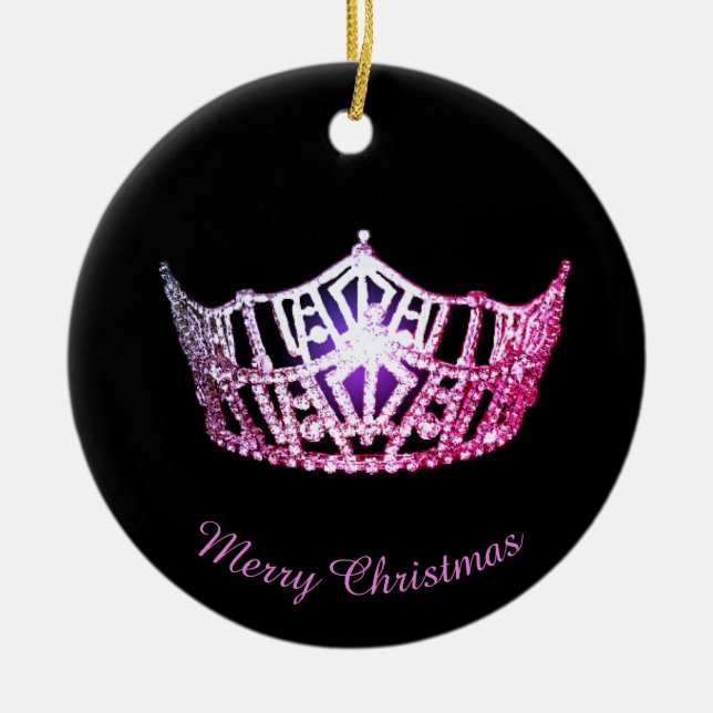 Miss America Rosa Krona Round Ornament (Framsidan)