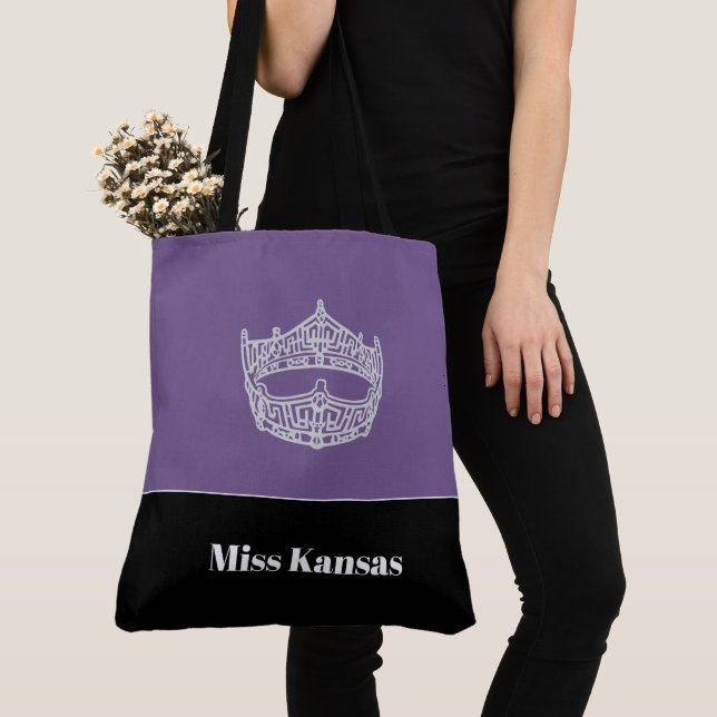 Miss America Silver Crown Tote Bag-Stor Tygkasse (Närbild)