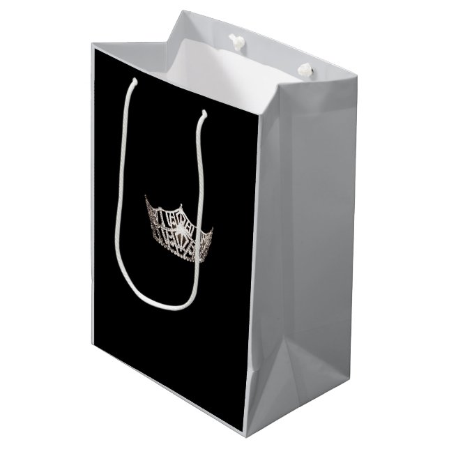 Miss America Silver Krona 2-Tone Gift Bag-Medium (Framsidan Vinklad)