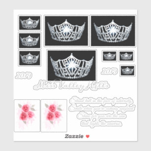 Miss America Silver Krona Anpassningsbar Stickers Klistermärken