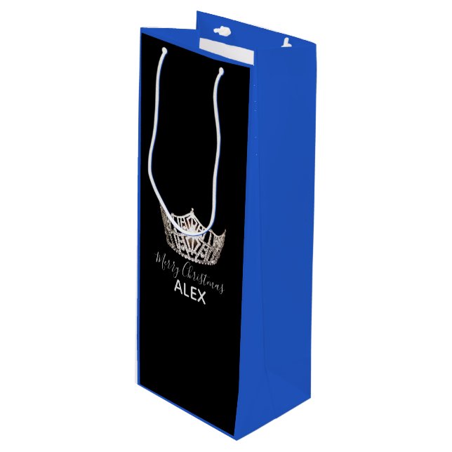 Miss America Silver Krona Blue Gift Bag-jul (Framsidan Vinklad)