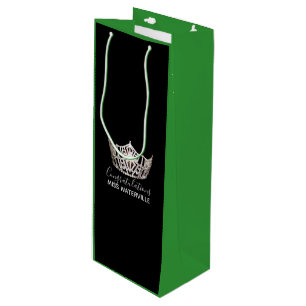 Miss America Silver Krona Grönt Gift Bag-Tall