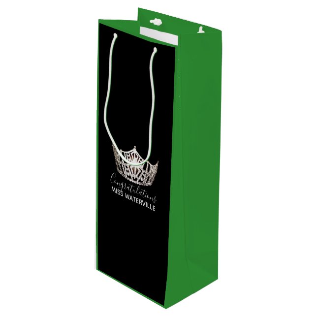 Miss America Silver Krona Grönt Gift Bag-Tall (Framsidan Vinklad)