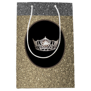 Miss America Silver Krona Guld FX GlitterGift Bag