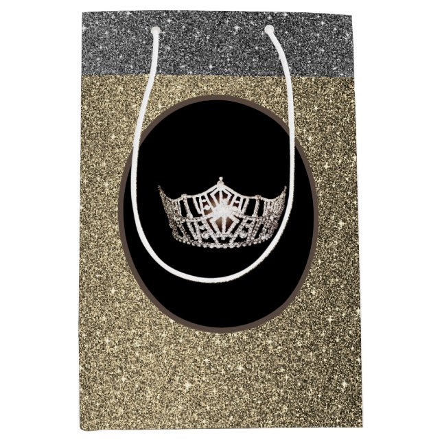 Miss America Silver Krona Guld FX GlitterGift Bag (Framsidan)
