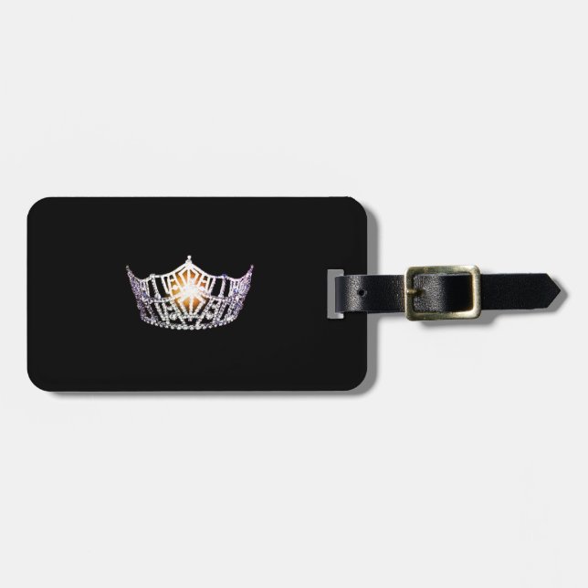 Miss America Silver Krona Luggage Tag Bagagebricka (Horisontell Framsida)