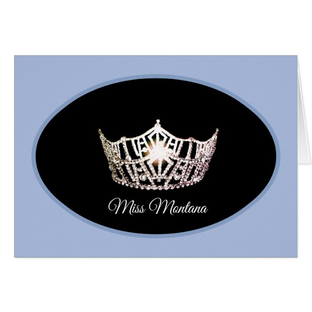 Miss America Silver Krona Note Card - Blue OBS Kort (Framsidan Horizontal)