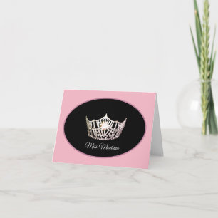 Miss America Silver Krona Note Card-Rosa/Mauve Tack Kort