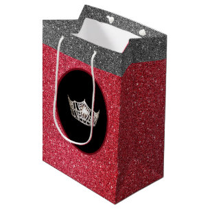 Miss America Silver Krona Red FX GlitterGift Bag