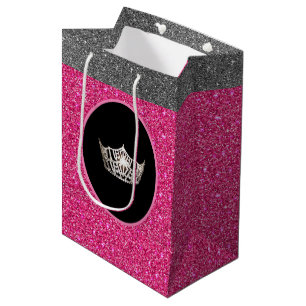 Miss America Silver Krona Rosa FX GlitterGift Bag