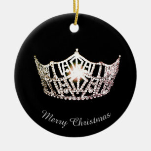 Miss America Silver Krona Round Ornament