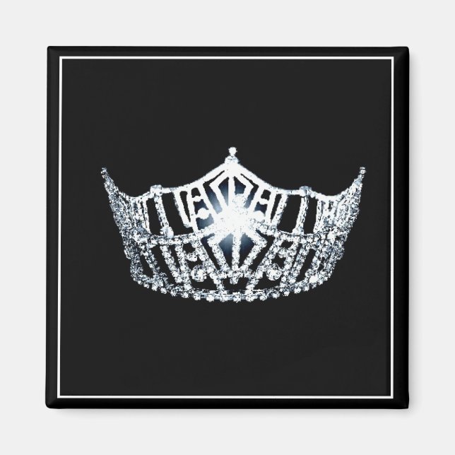 Miss America Silver Krona Square Magnet (Framsidan)