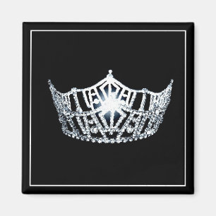 Miss America Silver Krona Square Magnet