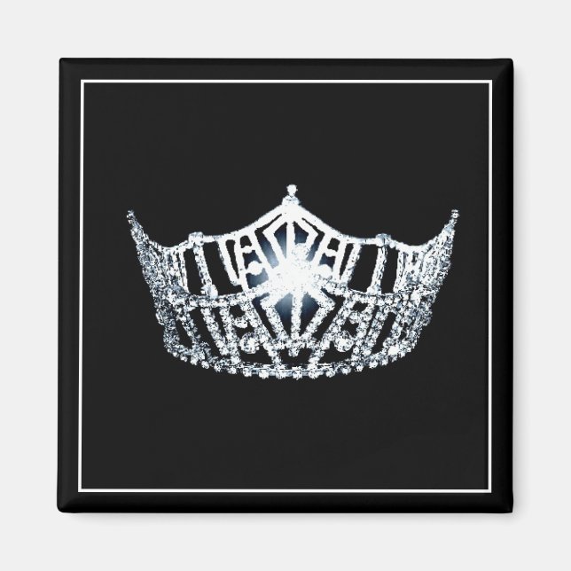 Miss America Silver Krona Square Magnet (Framsidan)