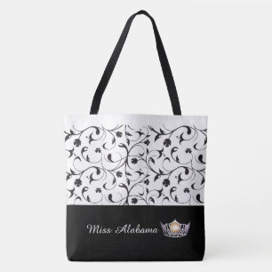 Miss America Silver Krona Tote Bag-BLK Rulla Tygkasse