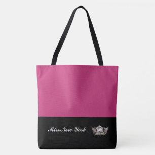 Miss America Silver Krona Tote Bag-Large Fuchsia Tygkasse