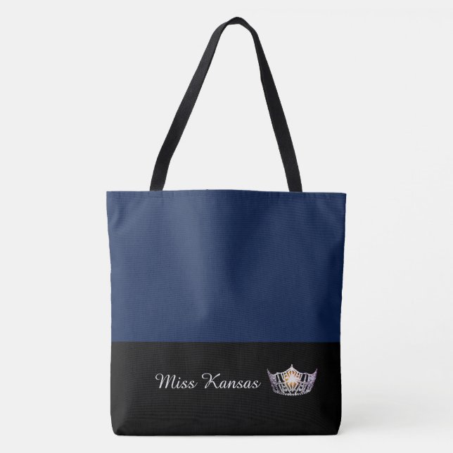 Miss America Silver Krona Tote Bag-Large Navy Tygkasse (Framsida)