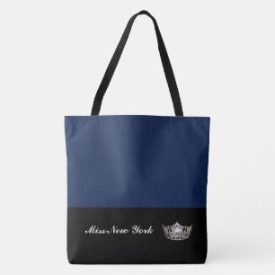 Miss America Silver Krona Tote Bag-Large Navy Tygkasse