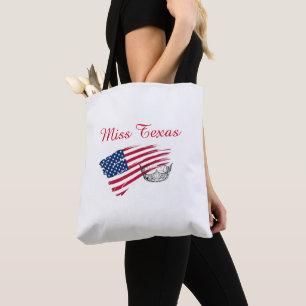 Miss America Silver Krona Tote Bag-Large US Flagga Tygkasse