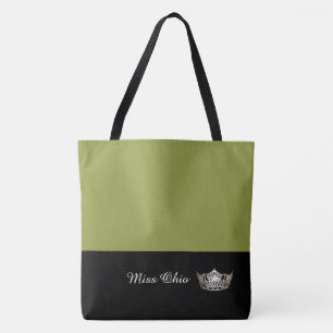 Miss America Silver Krona Tote Bag LRGE Olive Tygkasse
