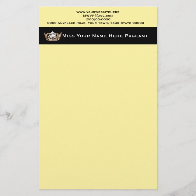Miss America stil Anpassningsbar Letterhead Brevpapper (Framsida)