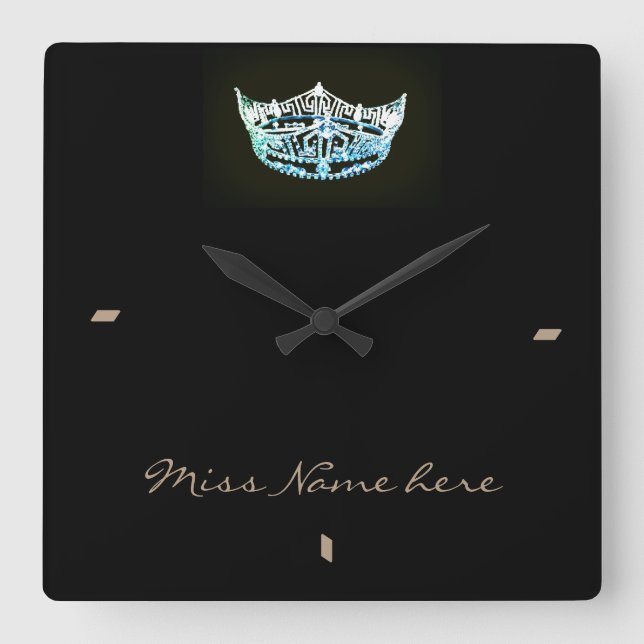 Miss America stil Aqua Krona Clock Fyrkantig Klocka (Framsida)