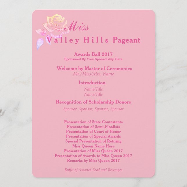 Miss America stil Awards Boll Program (Framsida)