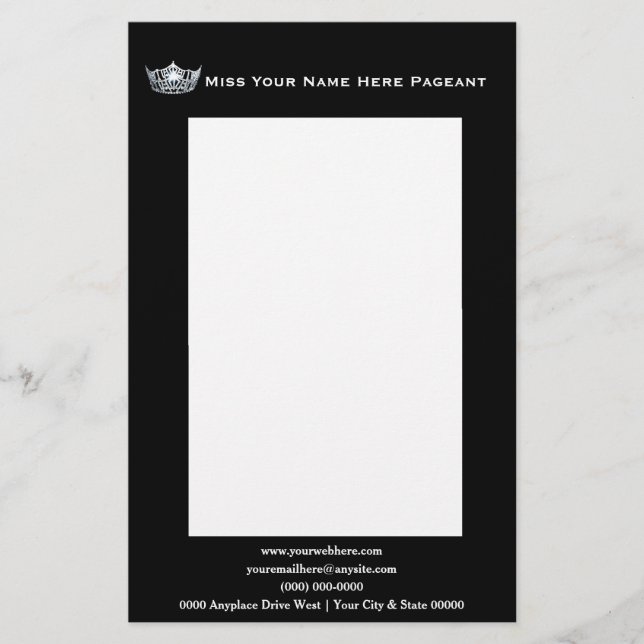 Miss America stil Bold Black Anpassningsbar Letter Brevpapper (Framsida)