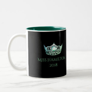 Miss America stil Custom Name Grönt Krona Mugg