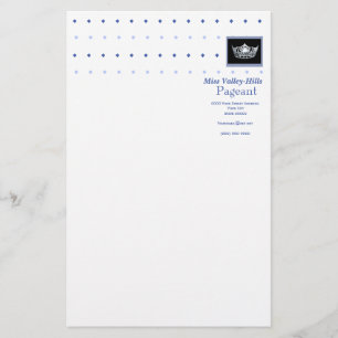 Miss America stil Diamond & Krona Stationery Brevpapper