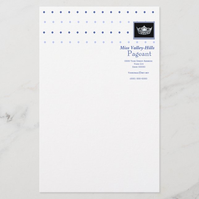 Miss America stil Diamond & Krona Stationery Brevpapper (Framsida)