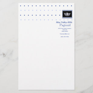 Miss America stil Diamond & Krona Stationery Brevpapper