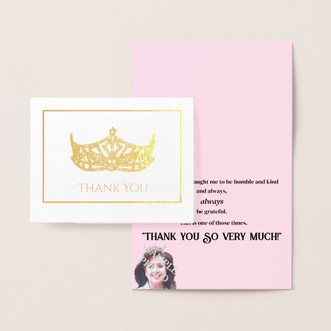 Miss America Stil Foil Krona with Photo Hälsning Folierat Kort (Display)