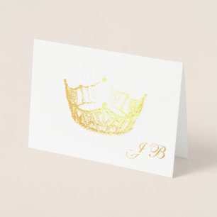 Miss America Stil Gold Foil Krona Monogram Card Folierat Kort