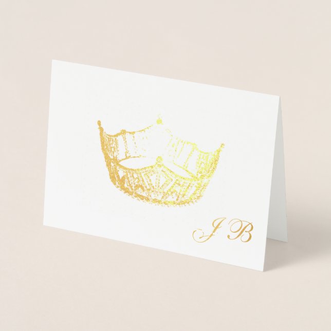 Miss America Stil Gold Foil Krona Monogram Card Folierat Kort (Framsida)