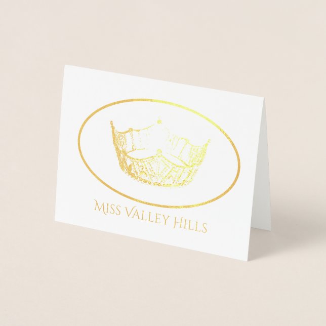 Miss America Stil Gold Foil Krona Note Card-Sm Folierat Kort (Framsida)