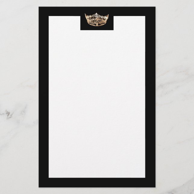 Miss America stil Guld & Black Krona Stationery Brevpapper (Framsida)