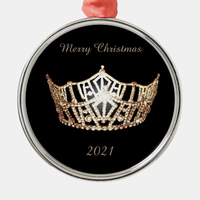 Miss America stil Guld Krona jul Ornamet Julgransprydnad Metall (Framsidan)