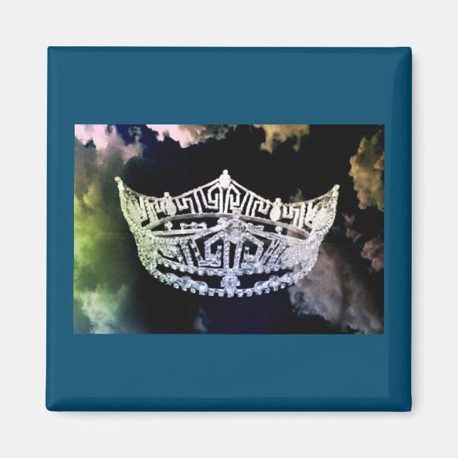 Miss America stil Krona Magnate Färgad Clouds Magnet (Framsidan)