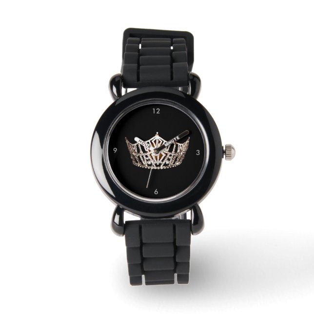 Miss America stil Krona Silver Glitter Armbandsur (Framsida)