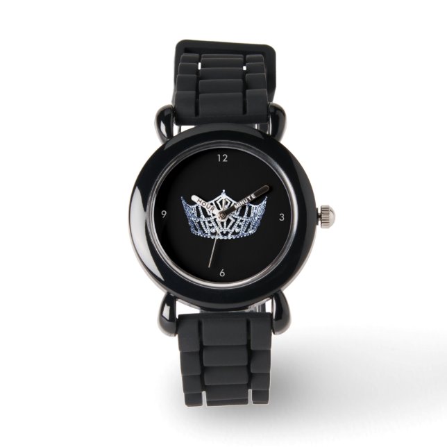 Miss America stil Krona Silver Glitter Armbandsur (Framsida)
