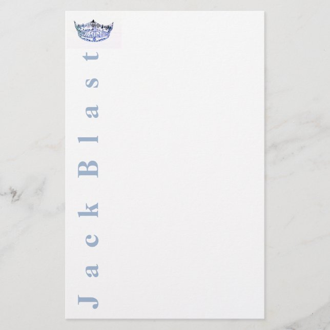 Miss America stil Krona Stationery-Blue/White Brevpapper (Framsida)